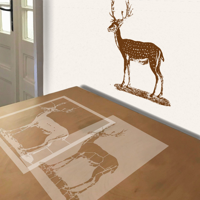 Red-Tail Deer stencil in 2 layers, simulated painting