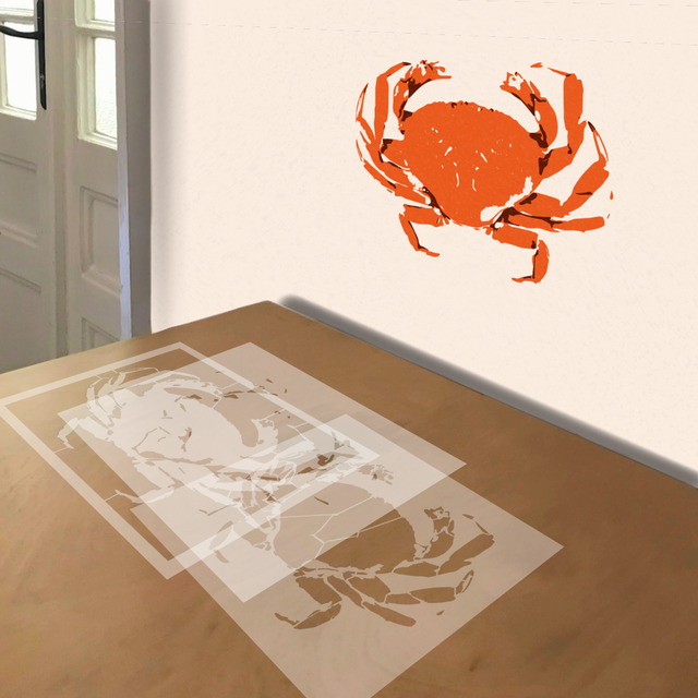 The Crab stencil in 3 layers, simulated painting