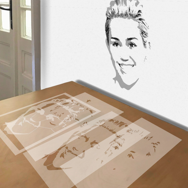 Miley Cyrus stencil in 4 layers, simulated painting