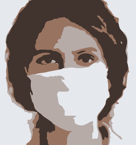 Stencil of Woman Wearing Mask