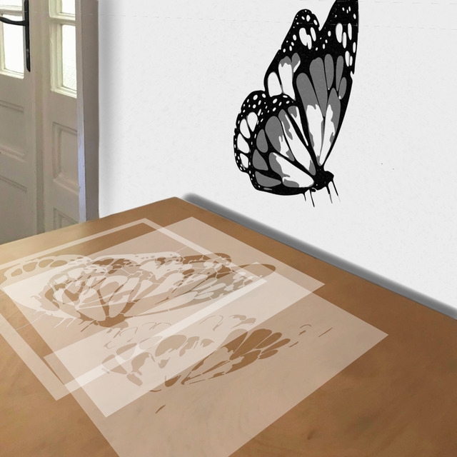 Butterfly stencil in 3 layers, simulated painting