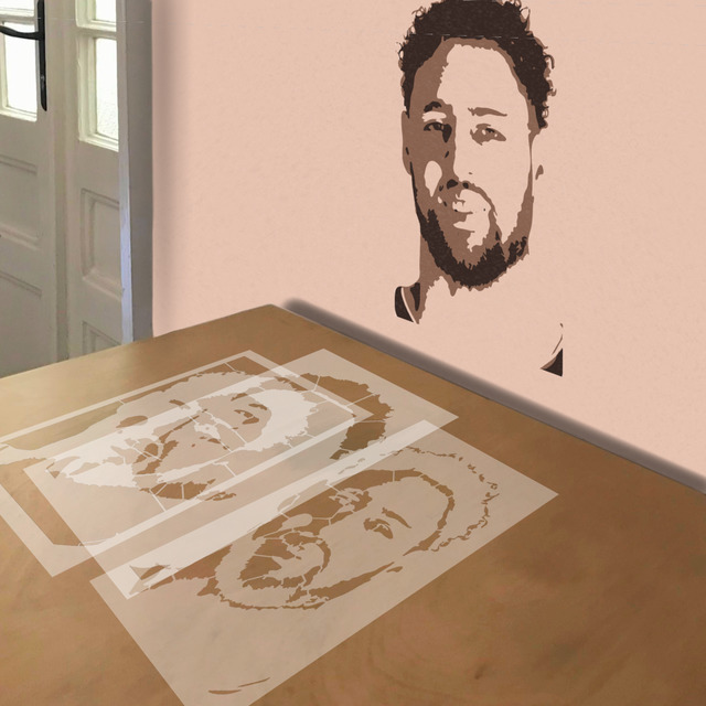 Neymar stencil in 3 layers, simulated painting