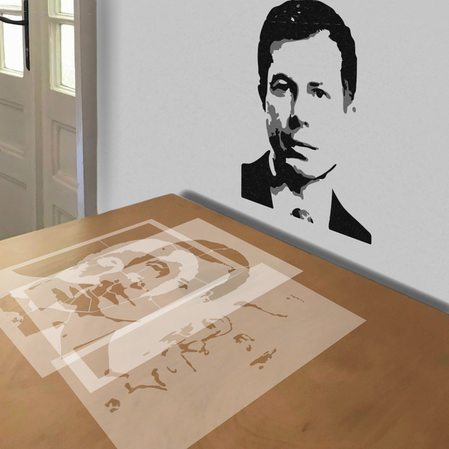 Pete Buttigieg stencil in 3 layers, simulated painting