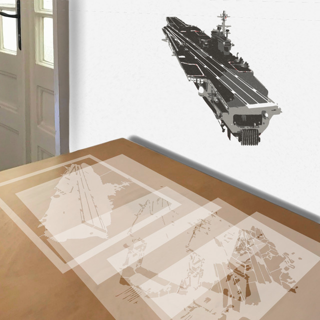 Aircraft Carrier stencil in 5 layers, simulated painting