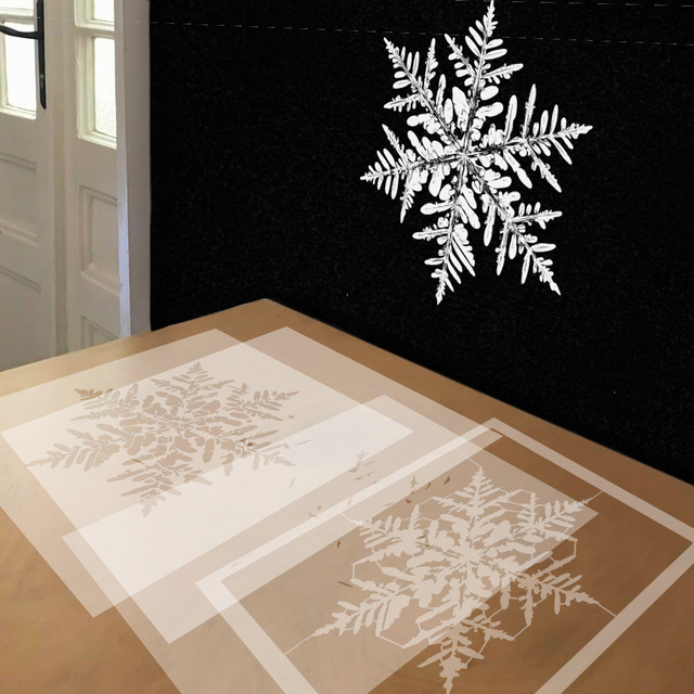 Snowflake 1 stencil in 4 layers, simulated painting