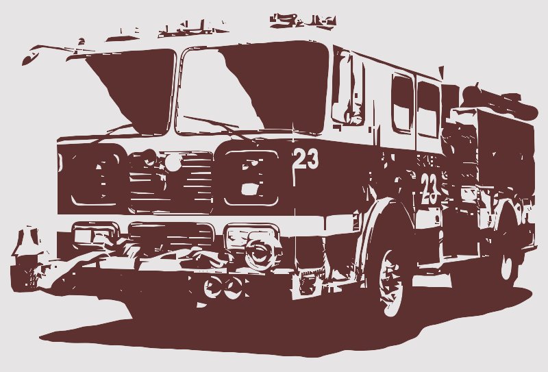 Stencil of Fire Truck No. 23