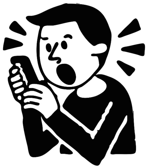 Stencil of Man Shouting into Phone