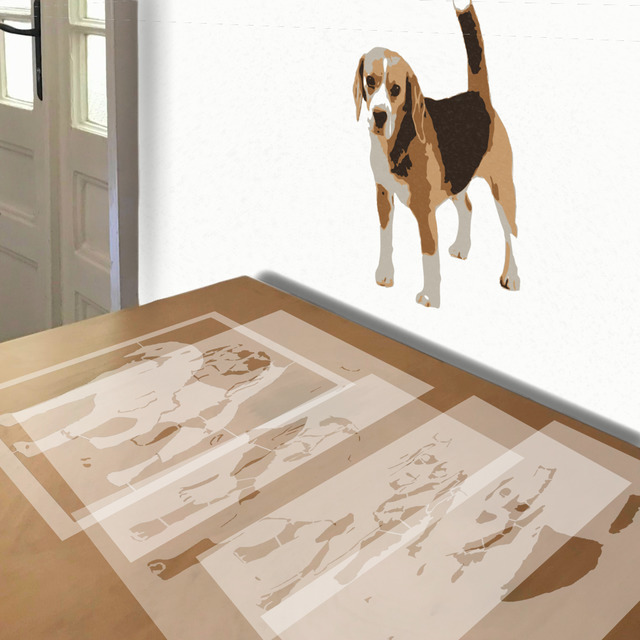 Beagle stencil in 5 layers, simulated painting