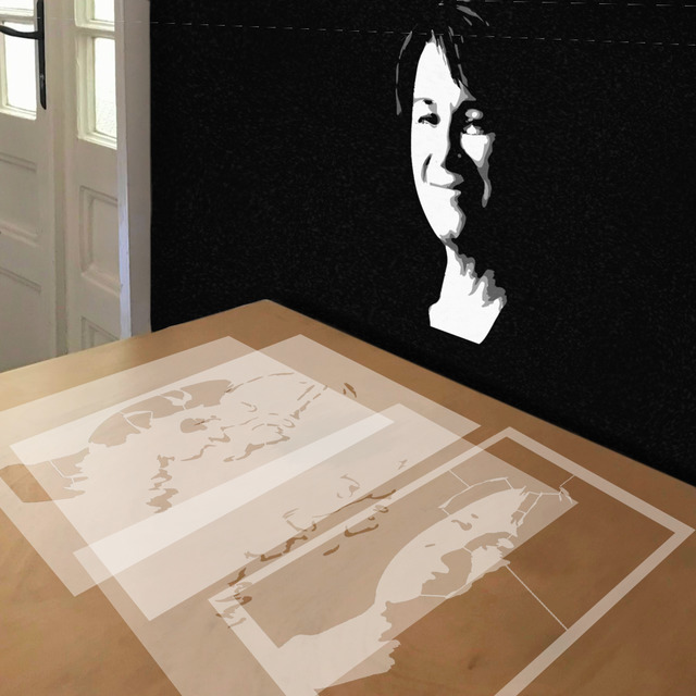 Amy Klobuchar stencil in 4 layers, simulated painting