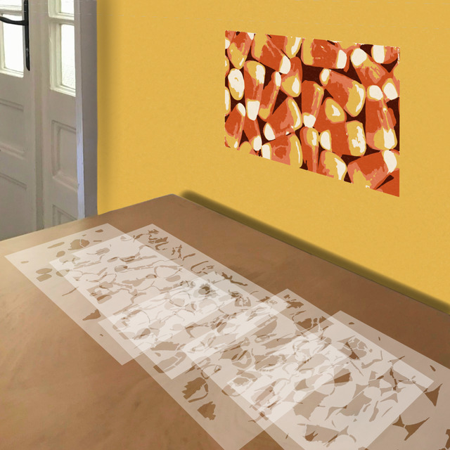 Candy Corn stencil in 5 layers, simulated painting