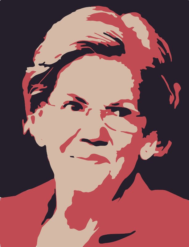 Stencil of Elizabeth Warren in Red