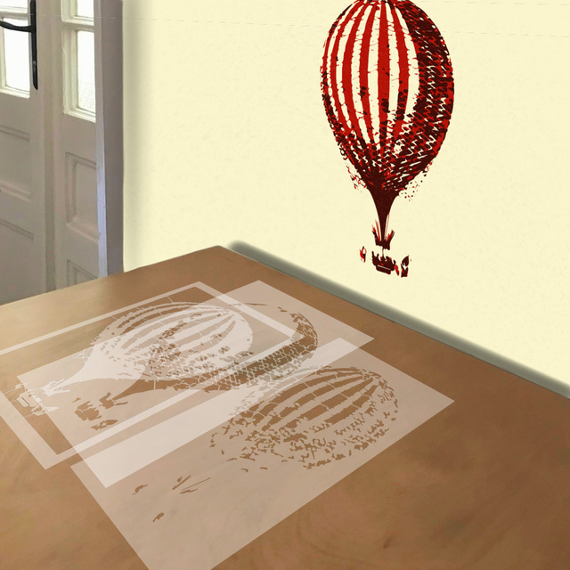 Early Hot Air Balloon stencil in 3 layers, simulated painting