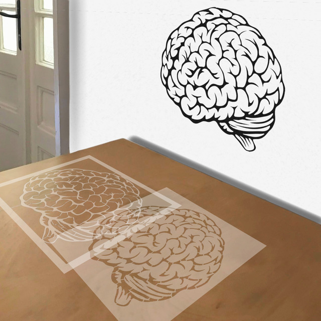 Brain stencil in 2 layers, simulated painting