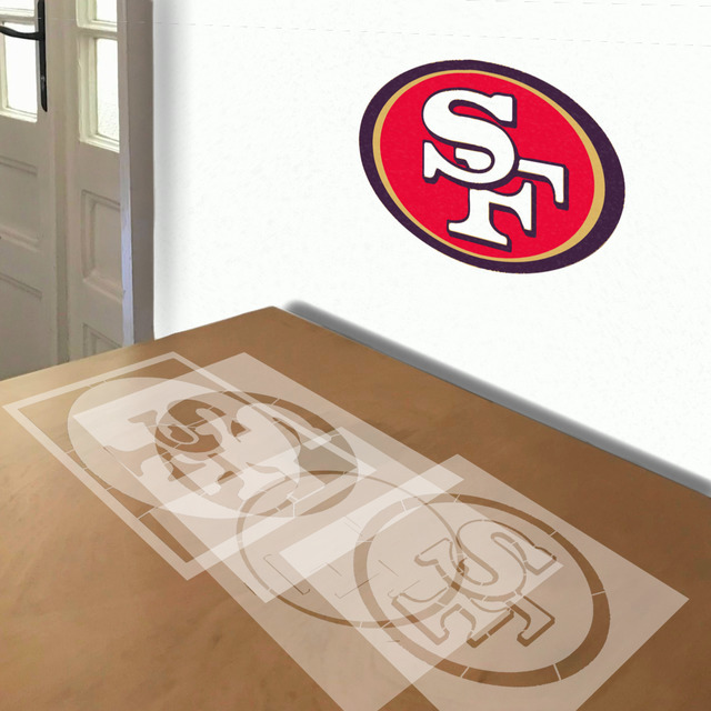 49ers stencil in 4 layers, simulated painting