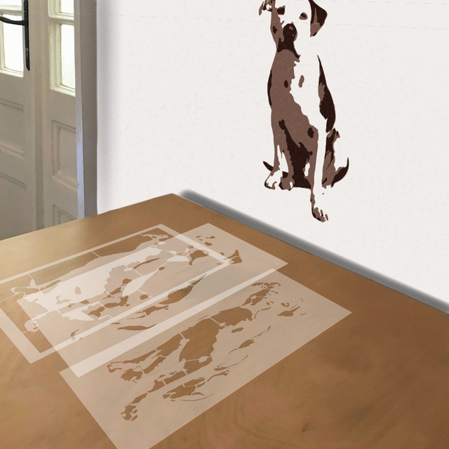 Pit Bull stencil in 3 layers, simulated painting
