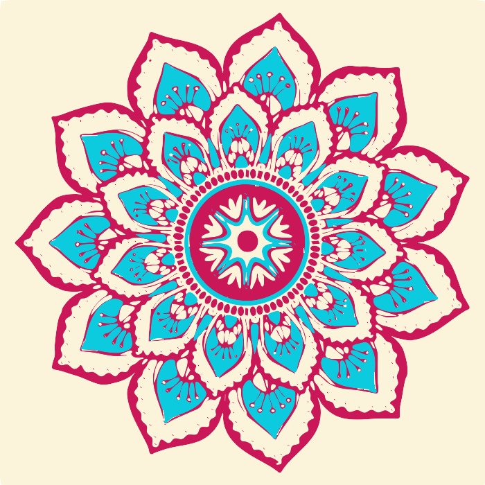 Stencil of Mandala in Blue and Red