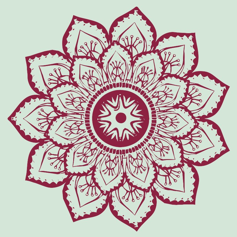 Stencil of Mandala in Blue and Red