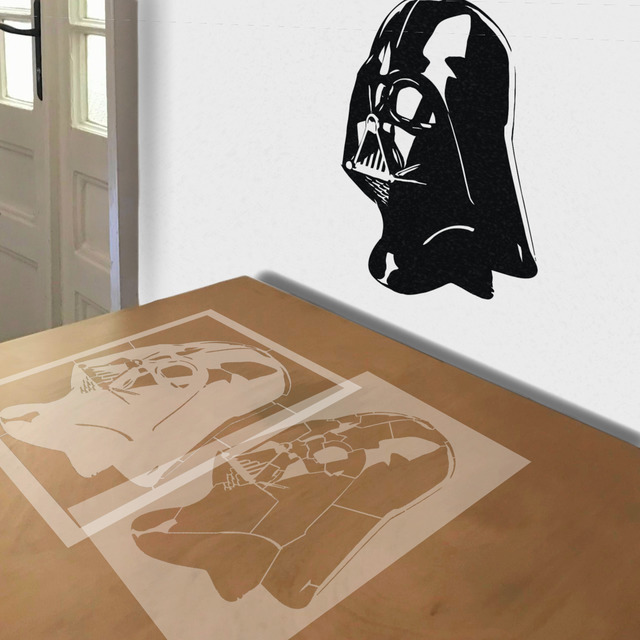 Darth Vader stencil in 2 layers, simulated painting
