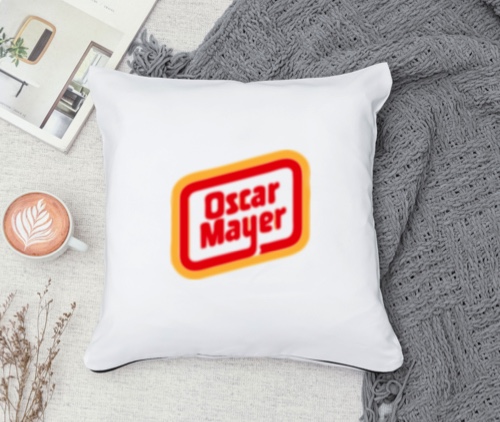 Oscar Mayer logo on pillow