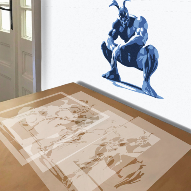 The Tick stencil in 4 layers, simulated painting