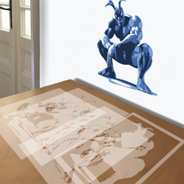 The Tick stencil in 4 layers, simulated painting