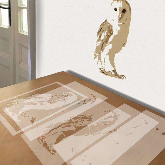 Simulated painting of stencil of Owl