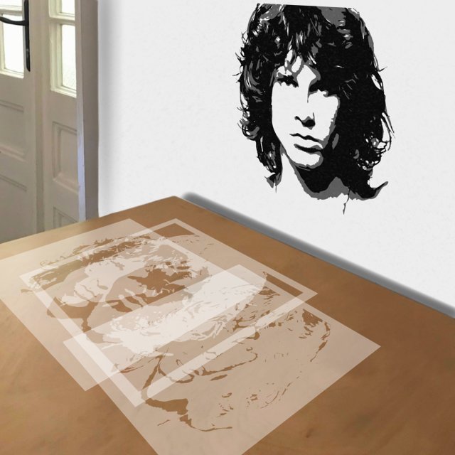 Jim Morrison stencil in 3 layers.