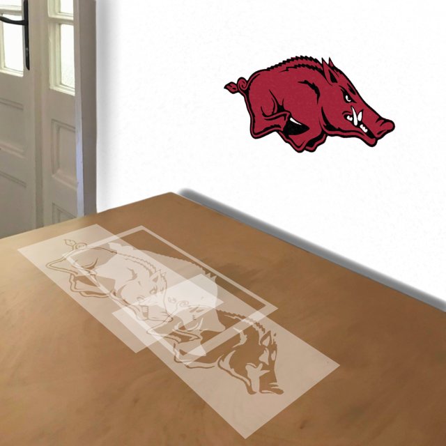 Arkansas Razorbacks stencil in 3 layers, simulated painting