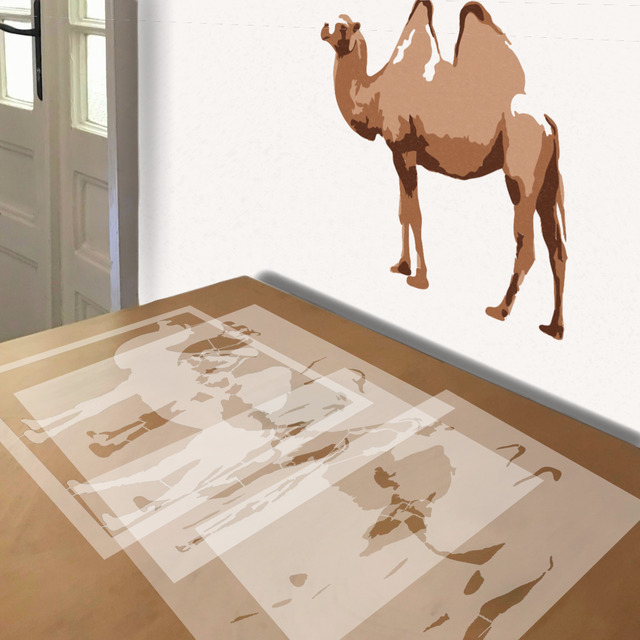 Camel stencil in 4 layers, simulated painting