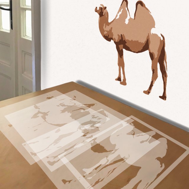 Camel stencil in 4 layers, simulated painting