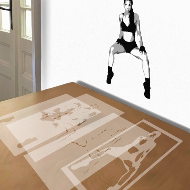 Gina Valentina stencil in 4 layers, simulated painting