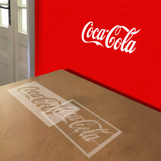Coca-Cola Logo stencil in 2 layers, simulated painting