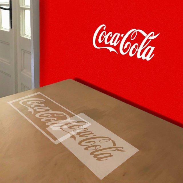 Coca-Cola Logo stencil in 2 layers, simulated painting