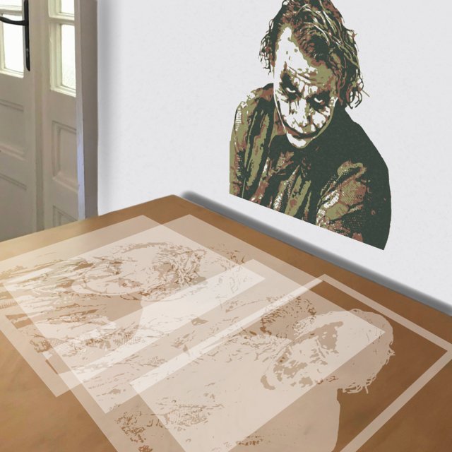 The Joker stencil in 4 layers, simulated painting