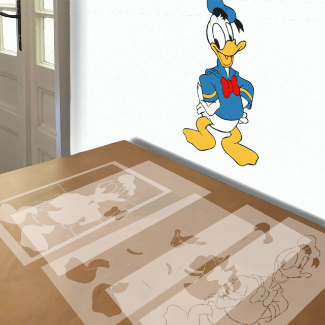 Donald Duck stencil in 5 layers, simulated painting