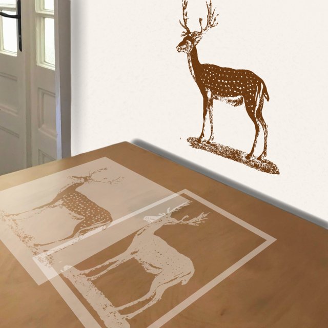 Red-Tail Deer stencil in 2 layers, simulated painting