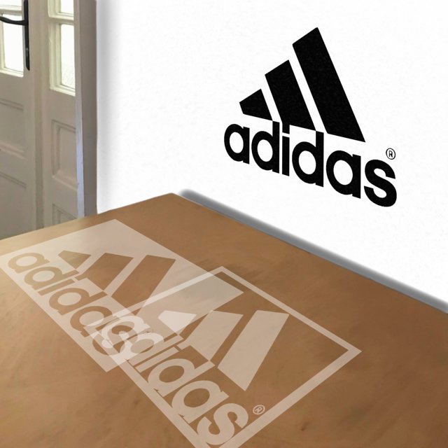 Adidas Logo stencil in 2 layers, simulated painting