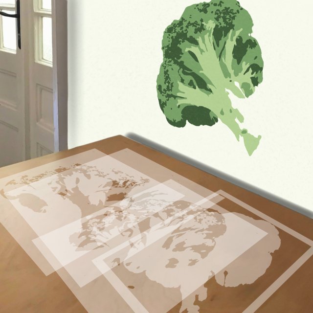 Broccoli stencil in 4 layers, simulated painting