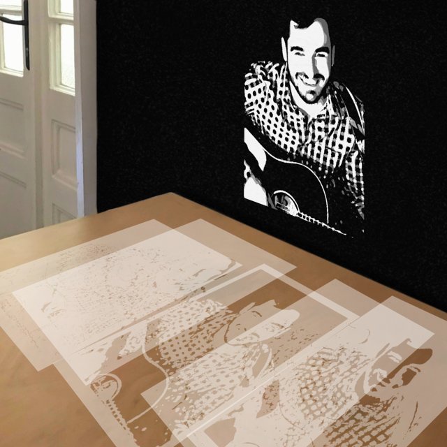 Gope stencil in 4 layers, simulated painting
