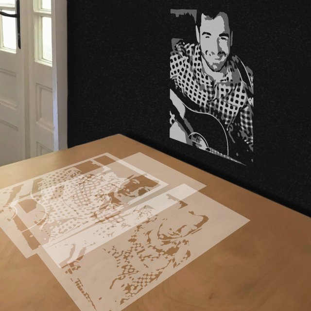 Gope stencil in 3 layers, simulated painting
