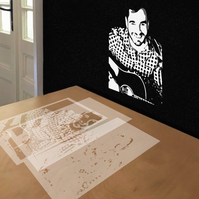 Gope stencil in 3 layers, simulated painting