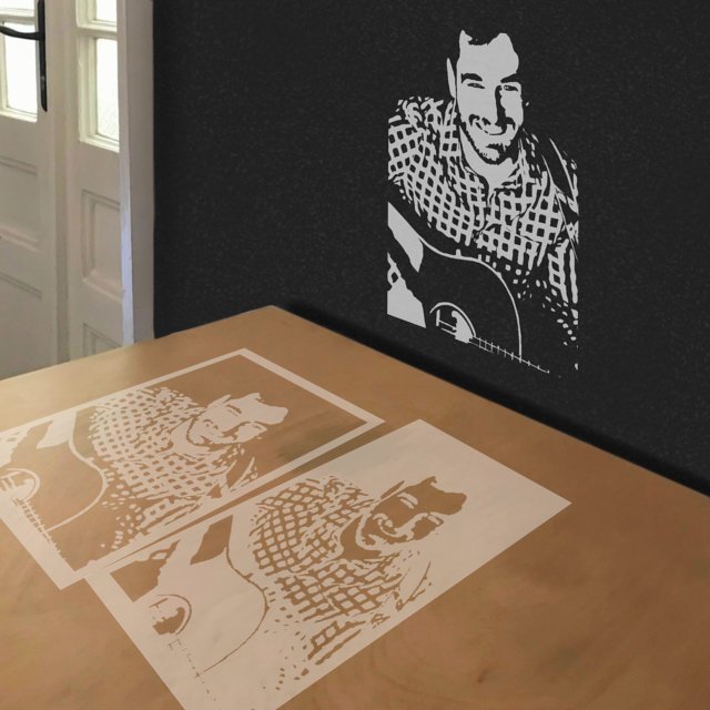 Gope stencil in 2 layers, simulated painting