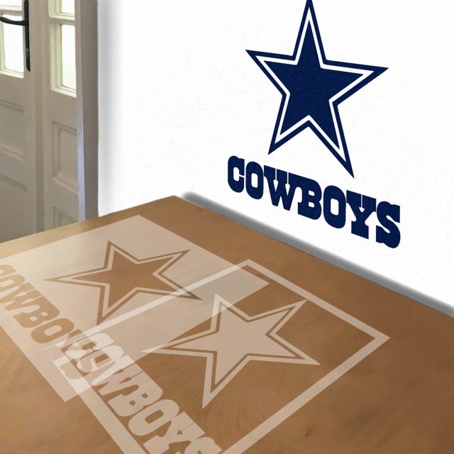 Dallas Cowboys stencil in 2 layers, simulated painting