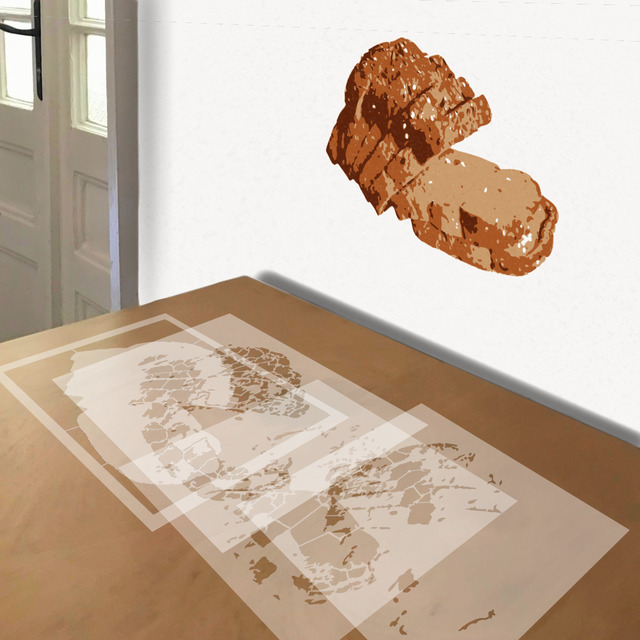 Simulated painting of stencil of Sliced Bread