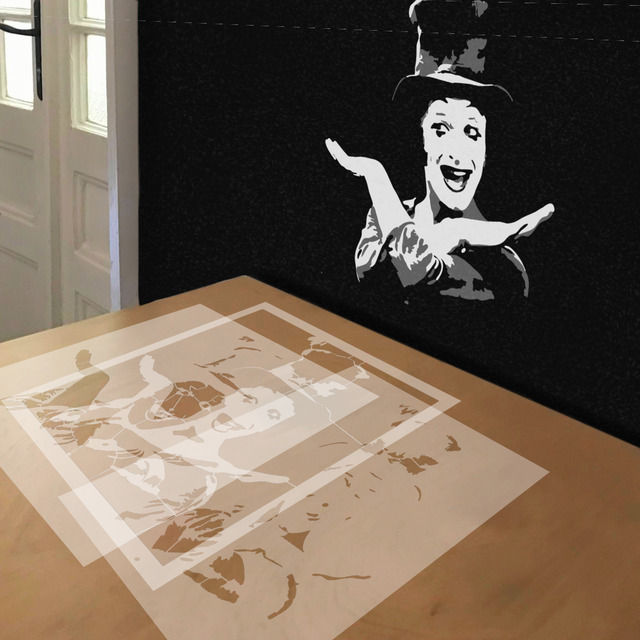 Simulated painting of stencil of Marcel Marceau