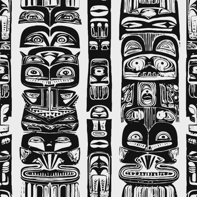 Stencil of Totem Poles