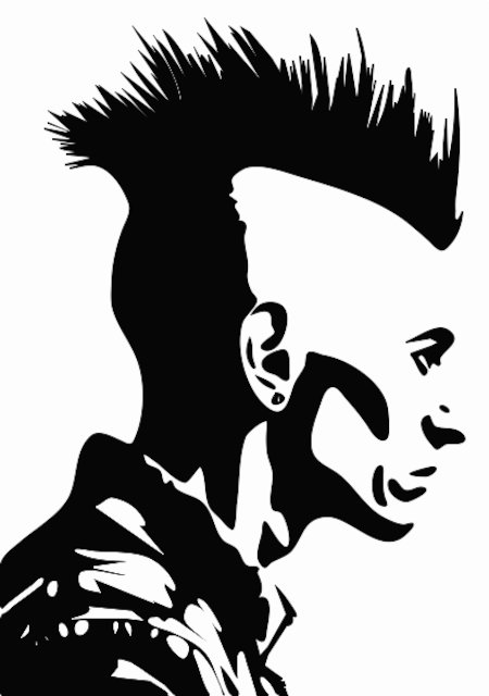 Stencil of Punk with Mohawk