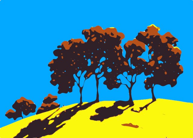 Stencil of Trees on Hillside