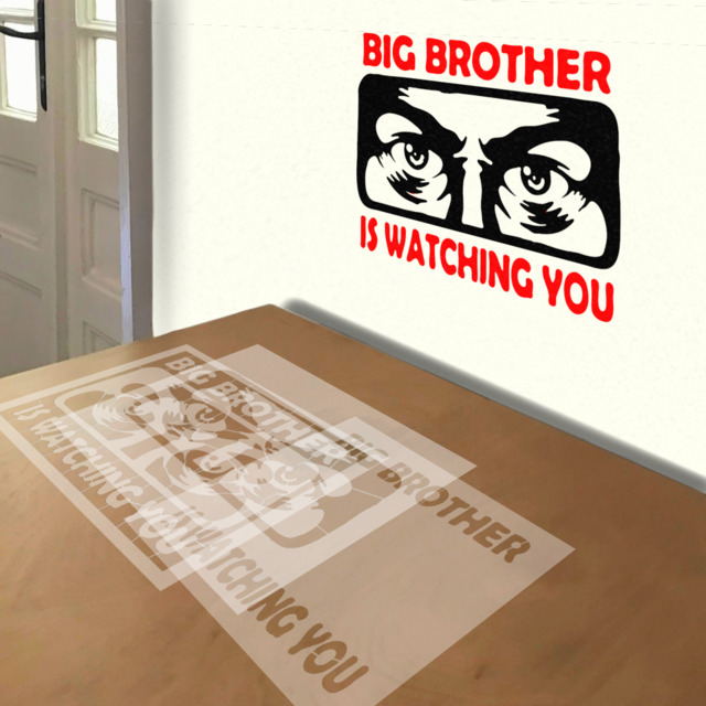Big Brother stencil in 3 layers, simulated painting