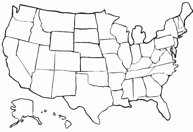 Stencil of U.S. Map State Outlines